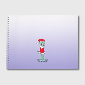 Альбом для рисования с принтом Дед Сквиди Санта мороз в Курске, 100% бумага
 | матовая бумага, плотность 200 мг. | Тематика изображения на принте: дед мороз | микс образов | мультфильм | настроение | оссьминог | персонаж | праздник | санта клаус | сквидвард | старикашка | сухой старик | шапка санты
