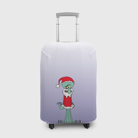 Чехол для чемодана 3D с принтом Дед Сквиди Санта мороз в Курске, 86% полиэфир, 14% спандекс | двустороннее нанесение принта, прорези для ручек и колес | дед мороз | микс образов | мультфильм | настроение | оссьминог | персонаж | праздник | санта клаус | сквидвард | старикашка | сухой старик | шапка санты