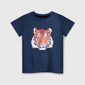 Детская футболка хлопок с принтом Тигра оранжевый в Курске, 100% хлопок | круглый вырез горловины, полуприлегающий силуэт, длина до линии бедер | 2022 | blue water tiger | год тигра | дедмороз | ёлка | кошка | новыйгод | полосатый год | синий тигр | тигриный новый год | черный тигра