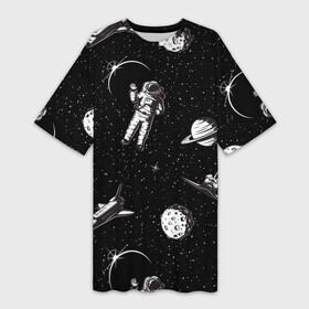 Платье-футболка 3D с принтом Космический вояж в Курске,  |  | астронавт | космический полет | космос | луна | ракета