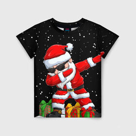 Детская футболка 3D с принтом SANTA, DAB в Курске, 100% гипоаллергенный полиэфир | прямой крой, круглый вырез горловины, длина до линии бедер, чуть спущенное плечо, ткань немного тянется | Тематика изображения на принте: 2021 | 2022 | bad | christmas | dab | happy | merry | merry christmas | new year | santa | snow | sweater | ugly christmas | winter | деб | дэб | зима | новогодний | новогодняя | новый год | рождественский | рождественский свитер | рождеств