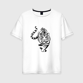 Женская футболка хлопок Oversize с принтом Символ года (тигр) праздник в Курске, 100% хлопок | свободный крой, круглый ворот, спущенный рукав, длина до линии бедер
 | 2022 | зима | новый год | символ года | снег | тигр