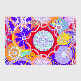 Магнитный плакат 3Х2 с принтом Яркий абстрактный зимний дизайн из снежинок в Курске, Полимерный материал с магнитным слоем | 6 деталей размером 9*9 см | абстрактный | белые снежинки на ярком | зима | зимний паттерн | зимняя | паттерн из снежинок | разноцветная | снежинки | снежинки узор | снежный паттерн | узор из снежинок | яркая зима