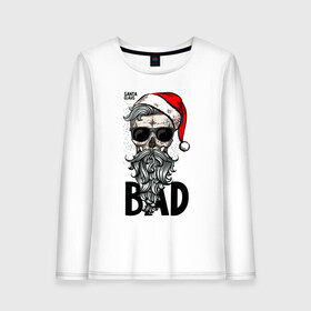 Женский лонгслив хлопок с принтом SANTA CLAUS BAD в Курске, 100% хлопок |  | bad | beard | christmas | hipster | new year | red cap | santa claus | skull | борода | красный колпак | новый год | очки | рождество | санта клаус | хипстер | череп