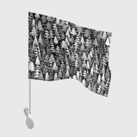 Флаг для автомобиля с принтом Лес абстрактных ёлок в Курске, 100% полиэстер | Размер: 30*21 см | абстракция | ёлка | ель | лес | новогодний | новый год | паттерн | рождество | снег | снежинки | чернобелый