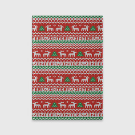 Обложка для паспорта матовая кожа с принтом Deer Christmas Pattern в Курске, натуральная матовая кожа | размер 19,3 х 13,7 см; прозрачные пластиковые крепления | background | christmas | christmas pattern | deer | herringbone | holiday | knitted pattern | new year | pattern | texture | tree | вязаный узор | елка | елочка | новогодний узор | новый год | олени | паттерн | праздник | рождество | текстура | узор | фон