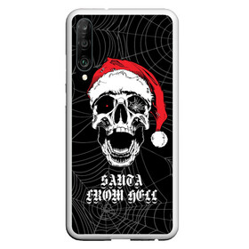 Чехол для Honor P30 с принтом Santa Сlaus from hell в Курске, Силикон | Область печати: задняя сторона чехла, без боковых панелей | Тематика изображения на принте: christmas | new year | red cap | santa claus | santa from hell | skull | spider web | дед мороз | красный колпак | новый год | паутина | рождество | санта из ада | санта клаус | череп