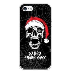 Чехол для iPhone 5/5S матовый с принтом Santa Сlaus from hell в Курске, Силикон | Область печати: задняя сторона чехла, без боковых панелей | christmas | new year | red cap | santa claus | santa from hell | skull | spider web | дед мороз | красный колпак | новый год | паутина | рождество | санта из ада | санта клаус | череп