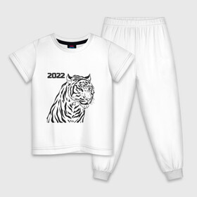 Детская пижама хлопок с принтом ТиГрРрА в Курске, 100% хлопок |  брюки и футболка прямого кроя, без карманов, на брюках мягкая резинка на поясе и по низу штанин
 | 2022 | зима | кот | новый год | тигр