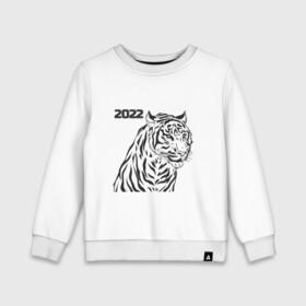 Детский свитшот хлопок с принтом ТиГрРрА в Курске, 100% хлопок | круглый вырез горловины, эластичные манжеты, пояс и воротник | 2022 | зима | кот | новый год | тигр