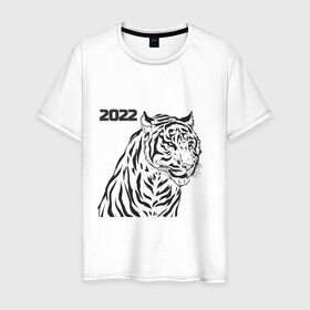 Мужская футболка хлопок с принтом ТиГрРрА в Курске, 100% хлопок | прямой крой, круглый вырез горловины, длина до линии бедер, слегка спущенное плечо. | 2022 | зима | кот | новый год | тигр