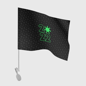 Флаг для автомобиля с принтом Атмосферный новый год 2022 в Курске, 100% полиэстер | Размер: 30*21 см | 2022 | new year | короновирус | новый год | узор с оленями | черный узор