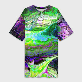 Платье-футболка 3D с принтом ТОКСИЧНЫЕ ОТХОДЫ  НЕОНОВЫЙ ЗАЛИВ в Курске,  |  | neon | жидкость | залив | зеленый | ликвид | море | неон | неоновый | отходы | токсик | токсичный