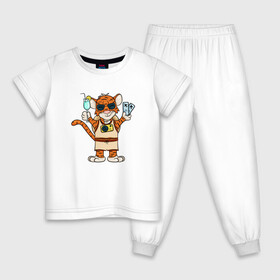 Детская пижама хлопок с принтом Год путешествий 2022 в Курске, 100% хлопок |  брюки и футболка прямого кроя, без карманов, на брюках мягкая резинка на поясе и по низу штанин
 | 2022 | год тигра | новый год | новый год 2022 | символ года | тигр | тигренок | тигрица | тигры