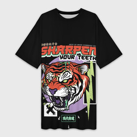 Платье-футболка 3D с принтом Поточи зубки тигр 2022 в Курске,  |  | 2022 | sharpen your teeth | год тигра | зубы | поточи | тигр
