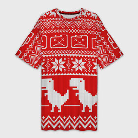 Платье-футболка 3D с принтом вязаный принт в Курске,  |  | dinosaur | it | knitted | knitted print | new year | print | red | snow | snowflake | white | айтишник | белый | вязанный | динозавр | зимний | интер | компьютер | красный | новогодний | новый год | папка | прикольный принт | принт