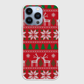 Чехол для iPhone 13 Pro с принтом вязаный принт с оленями в Курске,  |  | christmas | deer | knitted | new year | print | red | snow | trees | white | wintry | белый | вязаный | елки | зимний | красный | новый год | олени | олень | принт | рождество | снег | снежинка