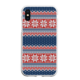 Чехол для iPhone XS Max матовый с принтом Knitted Pattern в Курске, Силикон | Область печати: задняя сторона чехла, без боковых панелей | background | christmas | holiday | knitted pattern | new year | pattern | snowflakes | texture | вязаный узор | новый год | паттерн | праздник | рождество | снежинки | текстура | узор | фон