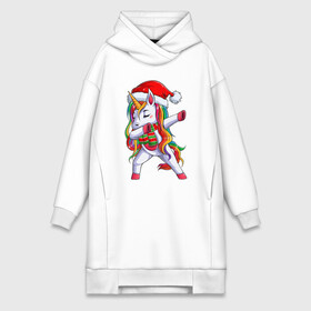 Платье-худи хлопок с принтом Новогодний Единорог Даб в Курске,  |  | christmas | dabbing | santa | unicorn | даббинг | дед мороз | единорог | новый год | радуга | радужный | рождество | санта | снежинка | юникорн