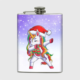 Фляга с принтом Xmas Unicorn Dabbing   Рождественский Единорог Даб в Курске, металлический корпус | емкость 0,22 л, размер 125 х 94 мм. Виниловая наклейка запечатывается полностью | Тематика изображения на принте: christmas | dabbing | santa | unicorn | даббинг | дед мороз | единорог | зима | новый год | радуга | радужный | рождество | санта | снег | снежинка | юникорн