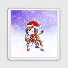 Магнит 55*55 с принтом Xmas Unicorn Dabbing   Рождественский Единорог Даб в Курске, Пластик | Размер: 65*65 мм; Размер печати: 55*55 мм | christmas | dabbing | santa | unicorn | даббинг | дед мороз | единорог | зима | новый год | радуга | радужный | рождество | санта | снег | снежинка | юникорн