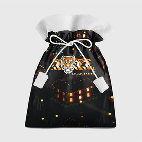 Подарочный 3D мешок с принтом Ночной новогодний город 2022 год тигра в Курске, 100% полиэстер | Размер: 29*39 см | 2022 | год тигра | новый год | новый год 2022 | символ года | тигр | тигренок | тигрица | тигры