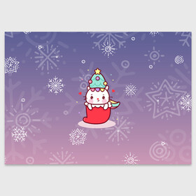 Поздравительная открытка с принтом Happy New Year 2022. Сat 1 в Курске, 100% бумага | плотность бумаги 280 г/м2, матовая, на обратной стороне линовка и место для марки
 | 2022 | 22 | cat | happy new year | holiday | new year | гирлянда | кот | котенок | новый год | праздник | рождество
