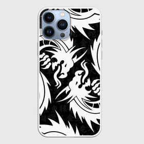 Чехол для iPhone 13 Pro Max с принтом УЗОР ИЗ БЕЛЫХ ДРАКОНОВ   WHITE DRAGON TOKYO в Курске,  |  | china | dragon | japan | neon | texture | tokyo | драконы | китай | мифология | неон | неоновые драконы | текстура | токийский дракон | токио | узор из драконов | япония