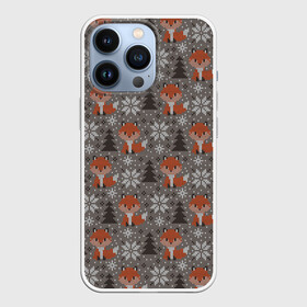 Чехол для iPhone 13 Pro с принтом Вязанные лисички в Курске,  |  | вязанка | животные | лес | лисий хвост | лисы | паттерн | текстура