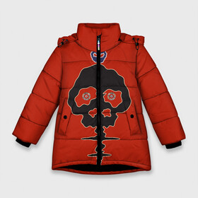 Зимняя куртка для девочек 3D с принтом Takashi Murakami Scull в Курске, ткань верха — 100% полиэстер; подклад — 100% полиэстер, утеплитель — 100% полиэстер. | длина ниже бедра, удлиненная спинка, воротник стойка и отстегивающийся капюшон. Есть боковые карманы с листочкой на кнопках, утяжки по низу изделия и внутренний карман на молнии. 

Предусмотрены светоотражающий принт на спинке, радужный светоотражающий элемент на пуллере молнии и на резинке для утяжки. | murakami | murakami art | scull | takashi | takashi murakami | takashimurakami | мураками | такаси | такаси мураками | такаши | такаши мураками | череп