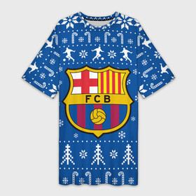 Платье-футболка 3D с принтом Барселона Новогодний в Курске,  |  | 2021 | 2022 | barca | barcelona | christmas | football | merry | merry christmas | new year | snow | soccer | sweater | ugly christmas | winter | барса | барселона | зима | ла лига | новогодний | новогодняя | новый год | рождественский | ро