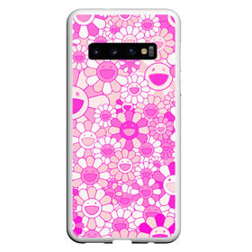 Чехол для Samsung Galaxy S10 с принтом MURAKAMI PINK МУРАКАМИ РОЗОВЫЙ в Курске, Силикон | Область печати: задняя сторона чехла, без боковых панелей | Тематика изображения на принте: cute flowers | flower superflat | flowers | murakami | pop art | superflat | takashi murakami | милые цветочки | мураками | ромашки | такаси мураками | такаши мураками | цветочки | цветы