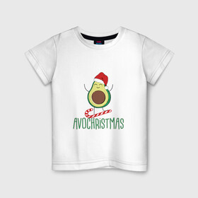 Детская футболка хлопок с принтом AVOCHRISTMAS | AVOCADO в Курске, 100% хлопок | круглый вырез горловины, полуприлегающий силуэт, длина до линии бедер | 2022 | avocado | avochristmas | christmas | cold | klaus | merry | new | santa | snow | winter | year | авокадо | год | дед | зима | клаус | мороз | новый | рождество | санта | снег | холод