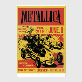 Магнитный плакат 2Х3 с принтом Metallica - Iowa Speedway playbill в Курске, Полимерный материал с магнитным слоем | 6 деталей размером 9*9 см | Тематика изображения на принте: car | death | group | hard rock | hype | metallica | music | skull | speed | thrash metal | usa | группа | металлика | музыка | скорость | сша | тяжёлый рок | череп