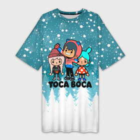 Платье-футболка 3D с принтом Новогодний Toca Boca. в Курске,  |  | merry christmas | toca boca | toca life world | зима близко | игра | леон | новогодний | новый год | рита | рождество | снег | снежинки | тока бока | тока бока лайф | туса воса