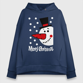 Женское худи Oversize хлопок с принтом Merry Christmas снеговик в шляпе в Курске, френч-терри — 70% хлопок, 30% полиэстер. Мягкий теплый начес внутри —100% хлопок | боковые карманы, эластичные манжеты и нижняя кромка, капюшон на магнитной кнопке | carrot | merry christmas | new year | smile | snow | snowman | winter | зима | морковка | новый год | снег | снеговик | счастливого рождества | улыбка
