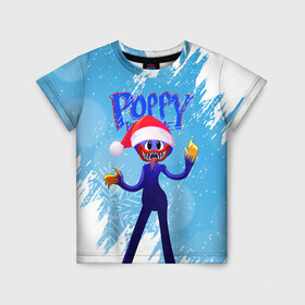 Детская футболка 3D с принтом Новогодний Poppy Playtime. в Курске, 100% гипоаллергенный полиэфир | прямой крой, круглый вырез горловины, длина до линии бедер, чуть спущенное плечо, ткань немного тянется | 2021 | 2022 | happy new year | play | poppy | poppy playtime | poppyplaytime | time | игра | монстр | новогодний poppy playtime | новый год | праздник | снежинки