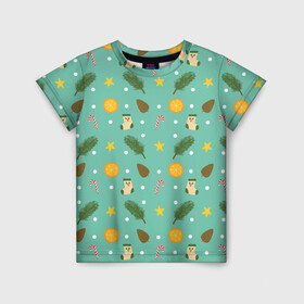 Детская футболка 3D с принтом Cozy pattern Зимний узор в Курске, 100% гипоаллергенный полиэфир | прямой крой, круглый вырез горловины, длина до линии бедер, чуть спущенное плечо, ткань немного тянется | зима | минимализм | рождество | уют