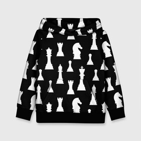 Детская толстовка 3D с принтом Белые шахматные фигуры в Курске, 100% полиэстер | двухслойный капюшон со шнурком для регулировки, мягкие манжеты на рукавах и по низу толстовки, спереди карман-кенгуру с мягким внутренним слоем | checkmate | chess | chess board | chess game | chess pieces | chess player | chessboard | gambit | game | king | pawn | queen | гамбит | игра | король | мат | партия | ферзь | фигуры | шахматист | шахматы