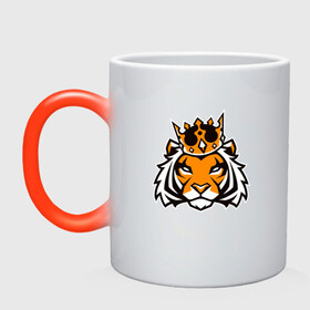 Кружка хамелеон с принтом Тигр в короне Tiger in crown в Курске, керамика | меняет цвет при нагревании, емкость 330 мл | tiger | восточный тигр | год тигра | голова | кошка | тигр | тигренок | хищник