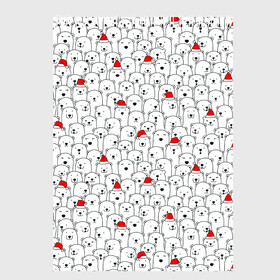 Скетчбук с принтом Белые медведи на Рождество в Курске, 100% бумага
 | 48 листов, плотность листов — 100 г/м2, плотность картонной обложки — 250 г/м2. Листы скреплены сверху удобной пружинной спиралью | caps | christmas | new year | polar bears | red hats | santa claus | santas | белые медведи | деды морозы | колпаки | красные шапки | новый год | рождество | санта клаусы