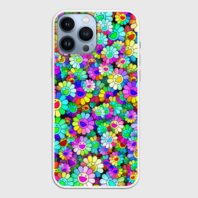 Чехол для iPhone 13 Pro Max с принтом Rainbow flowers в Курске,  |  | takashi murakami | паттерн | радуга | смайл | такаси мураками | улыбка | цветы