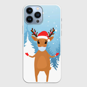 Чехол для iPhone 13 Pro Max с принтом Олень в маске Новогодний. в Курске,  |  | 2022 | happy new year | merry christmas | год тигра | зима близко | нг | новогодний | новогодний тигр | новогодняя символика | новый год | новый год 2022 | олень | рождество | символ 2022 года | снег | снежинки | тигр