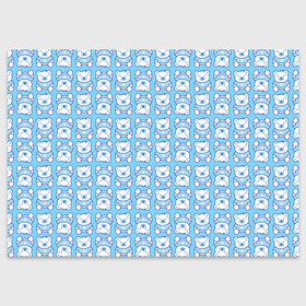 Поздравительная открытка с принтом Новогодний медвежонок голубой в Курске, 100% бумага | плотность бумаги 280 г/м2, матовая, на обратной стороне линовка и место для марки
 | Тематика изображения на принте: медведь | медвежонок | миша | мишка | новый год | снег | снежинки | снежника