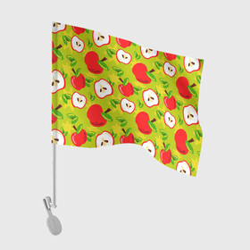 Флаг для автомобиля с принтом Яблочки паттерн в Курске, 100% полиэстер | Размер: 30*21 см | apple | яблоки | яблоко | яблоня | яблочки