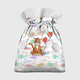 Подарочный 3D мешок с принтом Милый влюбленный тигренок 2022 в Курске, 100% полиэстер | Размер: 29*39 см | 2022 | год тигра | новый год | новый год 2022 | символ года | тигр | тигренок | тигрица | тигры