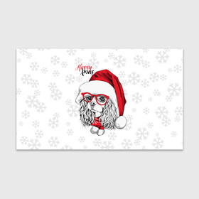 Бумага для упаковки 3D с принтом Happy Christmas кокер спаниель в Курске, пластик и полированная сталь | круглая форма, металлическое крепление в виде кольца | american | cap | christmas | cocker spaniel | happy christmas | knitted scarf | new year | purebred dog | red | santa claus | snowflakes | американский | вязаный шарф | кокер спаниель | колпак | красные | новый год | очки | породистая собака | р