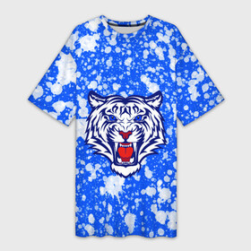 Платье-футболка 3D с принтом БЕЛЫЙ ТИГР_2022 в Курске,  |  | 2022 | белый тигр | большие кошки | год тигра | кляксы | новогодний | символ года | тигр | хищник