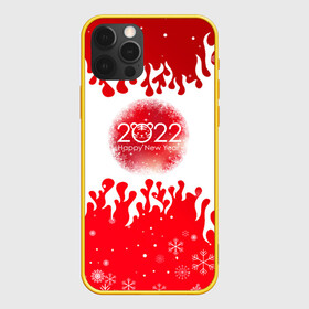 Чехол для iPhone 12 Pro с принтом Happy New Year Fire. в Курске, силикон | область печати: задняя сторона чехла, без боковых панелей | Тематика изображения на принте: 2022 | fire | happy new year | merry christmas | год тигра | зима близко | нг | новогодний | новогодний тигр | новогодняя символика | новый год | новый год 2022 | рождество | символ 2022 года | снег | снежинки | тигр