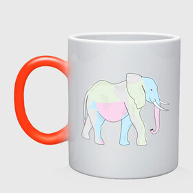 Кружка хамелеон с принтом Сказочный слон в Курске, керамика | меняет цвет при нагревании, емкость 330 мл | африка | дикое животное | животное | животные | звери | индия | слон | экзотика